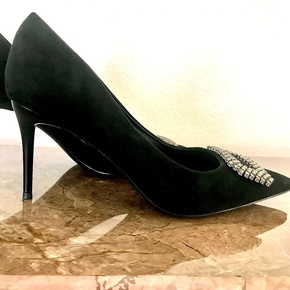 NWOT Bling Suede Black Pump - Picture 7 of 12